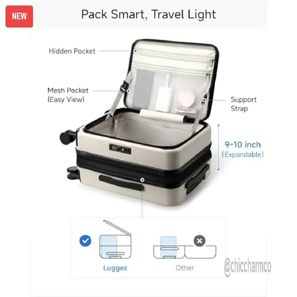 Expandable Polycarbonate Hard Shell Carry-On Luggage with Wheels
